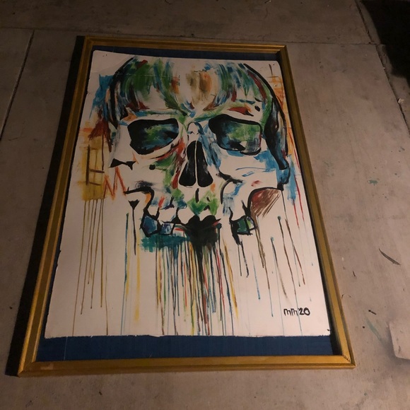 Very cool abstract bright colors skull painting - Picture 2 of 4